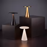 (4 unid) Candeeiro de mesa - CONE MINI - Ø130mm - Preto - recarregável sem fios - regulável em 3 níveis - IP54