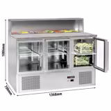 Saladette ECO - 1370mm - 3 glazen deuren - met roestvrijstalen opzetstuk voor 8x GN 1/6