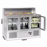Saladette ECO - 1368mm - 3 glazen deuren - met RVS deksel voor 7x GN 1/6 - granieten werkblad