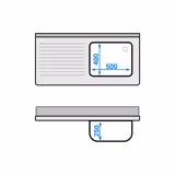 Spülschrank PREMIUM - 1200x600mm - mit Abfallbehälter & 1 Becken rechts