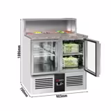 Saladette PREMIUM - 903mm - 2 glazen deuren - met RVS deksel voor 5x GN 1/6 - granieten werkblad