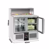 Saladette PREMIUM - 903mm - 2 Glastüren - mit Edelstahlaufsatz für 5x GN 1/6