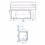 Pizza Hazırlık Buzdolabı PREMIUM PLUS - 1980x700mm - 1 Kapı & 4 çekmece - dahili soğutmalı üst vitrin - 9x GN 1/4