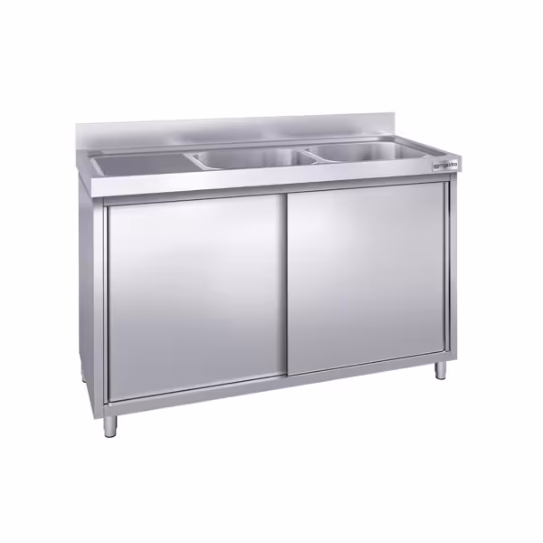 Chiuvetă 1,4m - 2 cuve în partea dreaptă L 40 x 50 x T 25 cm