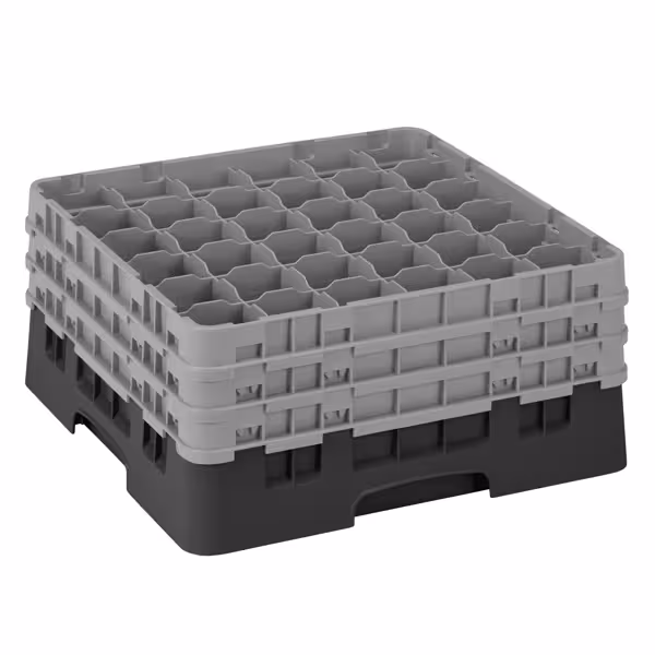CAMBRO | CAMRACK® - Lasipesukori 1/1 - 36 lokeroa - 3 jatko-osalla - 500x500mm - Musta