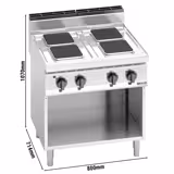 موقد كهربائي 700 - 800x714mm - 10,40 kW - 4 مناطق طهي مربعة - خزانة قاعدة مفتوحة
