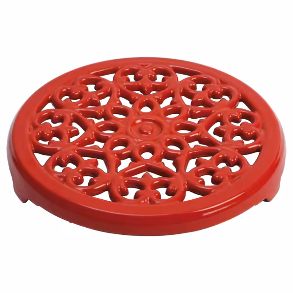 STAUB | Cast Iron Trivet Pot Stand – Lily Design - Ø230 mm - Cherry Red