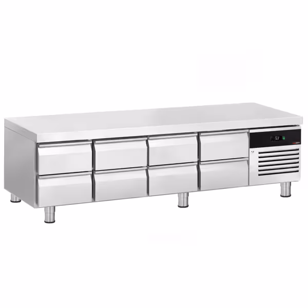 Gekoelde onderkast +2/+8°C - 2400mm - 200 liter - 8 laden - 8x GN 1/1