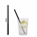 (50 pcs) Glass Drinking Straws - 200mm - ø 8mm - straight - Black Matt - incl. 1 Nylon cleaning brush