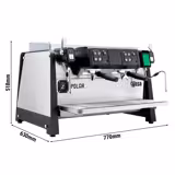 WEGA | Polar – Commercial 2-Group Espresso Machine – 5.2 kW – with 2 Steam Wands & Hot Water – Touchscreen – Stainless Steel
