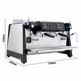 WEGA | Polar – Machine à café porte-filtre – 2 groupes – 5,2 kW – avec compteur de shots – écran tactile – Inox