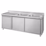 Meuble évier ECO - 2000 x 600 mm - avec poubelle & 2 bacs à droite