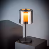 Lampada da tavolo LED ricaricabile - ANTON - dimmerabile a 3 livelli - IP54 - per interno/esterno - Ø 120mm - Nero