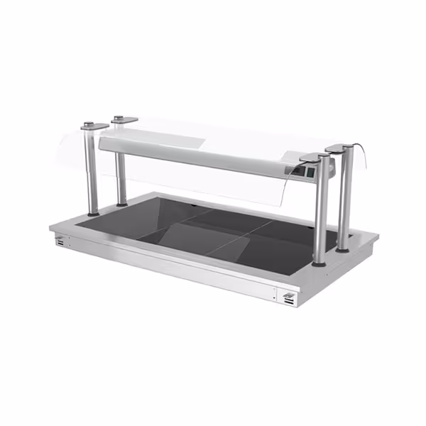 Inbouw warmhoudplaat RVS - met glazen oppervlak - 1000mm - 3x GN 1/1 - 1,35 kW - met glazen hoestscherm