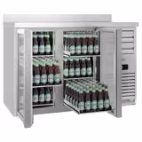 Commercial Back Bar Bottle Cooler PREMIUM PLUS - SUPERCOOLER - 1475x700mm - with 2 Hinged Glass Doors, upstand & 6 drawers