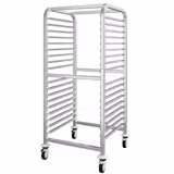 In acciaio inox Carrello portavassoi - per 17 vassoi GN 2/1 - con ruote girevoli (2 con freno)