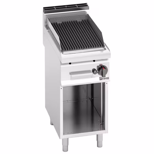 Barbacoa de gas de piedra volcánica - 6,9kW|400mm - De pie - Parrilla de hierro fundido - 714 fondo