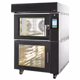 Electric Commercial Bakery Convection Oven with Steam Injection - Touchscreen Controls - 1 Baking Chambers - 5x 600x400mm (EN 60x40) - Black - with Prover Cabinet - without Trays
