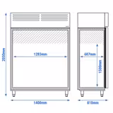 Réfrigérateur en acier inoxydable PREMIUM - GN 2/1 - 1400 litres - avec 2 portes