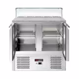 Saladette ECO - 900mm - 2 porte - con vetrina in vetro dritto per 5x GN 1/6