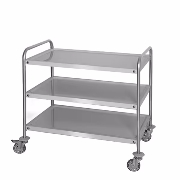 Commercial Stainless Steel Serving Trolley 3-Tier – Braked Castors - 120 kg Load - 1000×600×940 mm