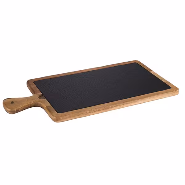 (6 pieces) Acacia & Slate Serving Boards – 2-piece per board - 410×200 mm