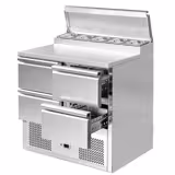 Hűtött előkészítő asztal ECO - 900x700 mm - 4 fiókos - GN 1/6 5x feltéthűtő