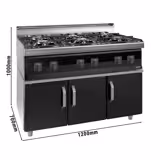 Commercial Gas Hob - 36 kW - 6 Burners - Stand with 3 Doors