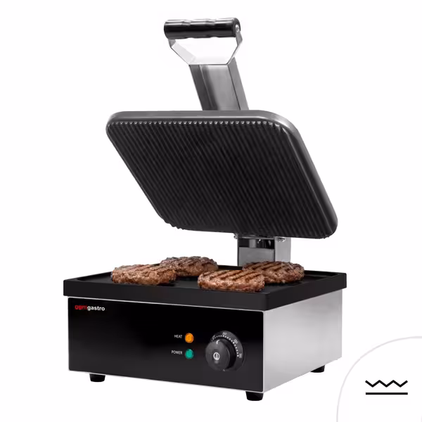 Parrilla de contacto / Grill de contacto - 2,2 kW - Digital - placas: inferior lisa y superior ranurada - Superficie de parrilla: 350x330mm