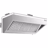 Wandafzuigkap RVS - 700mm diep - 1400mm - zonder motor - met 3 labyrintfilters en verlichting