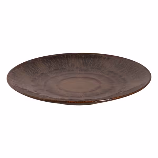 (6 stuks) Vittoria - bord - vlak - rond - steengoed - Ø210mm - bruin