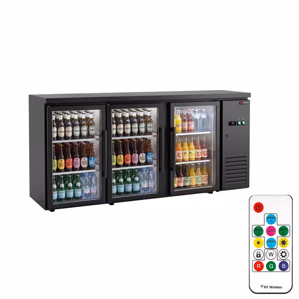Commercial Back Bar Cooler ECO – 2000 mm – with 3 Glass Doors – with RGB LED Lighting