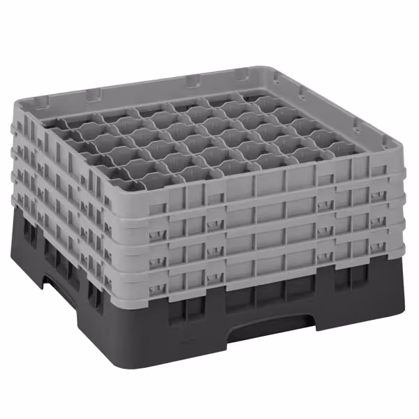 CAMBRO | CAMRACK® - Cesto para lavatório de vidro 1/1 com 4 extensões - 500x500mm - 49 compartimentos - Preto