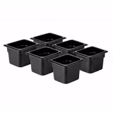 (6 pièces) Bac en Polycarbonate GN 1/6 - Noir - Hauteur : 150 mm