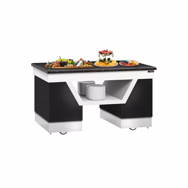 Commercial Ambient Prep Counter – Black Granite Top - 4 Soft-Close Doors - 1600×800mm - On Castors