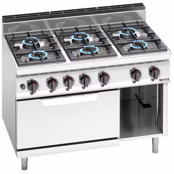 Gasspis - Lorenzo 700 - 42,0 kW - 6 brännare - med gasugn över-/undervärme - 7,8 kW - 1200x714x1070 mm