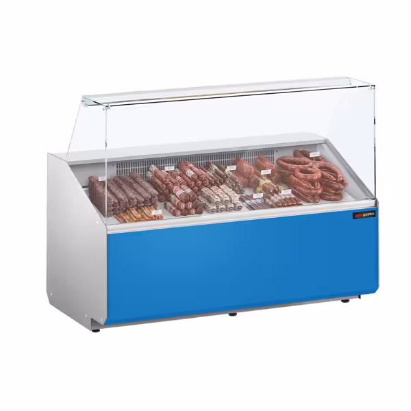 Vitrină frigorifică orizontală - 1568x979 mm - 324 L - culoare hellblau - panou frontal hellblau - geam frontal drept - cu 2 uși - cu 1 rafturi - cu față din sticlă