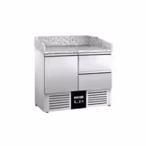 Saladetă / masă rece  PREMIUM - 0,9 x 0,7 m - cu 1 ușă, 2 sertare și blat din granit