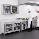 Edelstahl Wandhängeschrank - 1200x400mm - mit Glasschiebetür - 650mm hoch