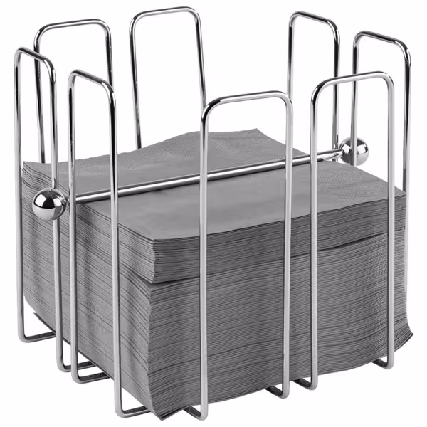 (6 pcs) Napkin Holder - with Weighted Arm - WIRE - Chrome-Plated Metal - for Cocktail Napkins - 190x190x190mm