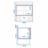 Saladette / Pizzakühltisch PREMIUM - 0,9 x 0,7 m - mit 4 Schubladen & - с плинтусом для столешницы