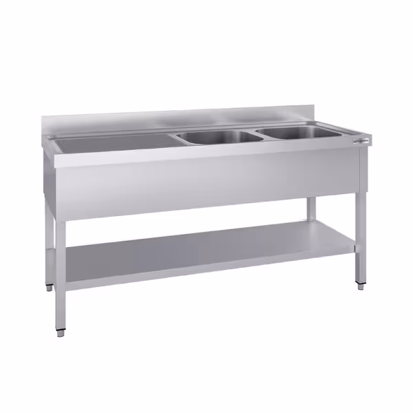Spültisch ECO - 1800x700mm - mit Grundboden & 2 Becken rechts
