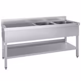 Stainless Steel Commercial Sink Unit ECO - 1800x700mm - with Double Bowl Right-hand - with Undershelf - with Upstand