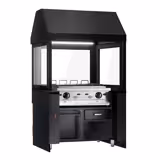 Commercial Gas Chargrill TORONTO - 1110mm - Freestanding - 880mm Deep - 4 Grill Grids - Wood-front Fascia - Black Granite Worktop - Tempered Glass Heat Guard