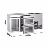 Barkoelkast PREMIUM - 1950x700mm - 1 glazen deur & 2 laden