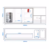 Dozator de bere profesional cu răcire integrată PREMIUM - 2500x700 mm - 2 Uși din sticlă & 3 Sertare