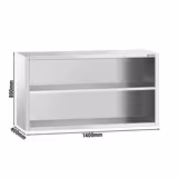 Edelstahl Wandhängeschrank PREMIUM - 1400x400mm - ohne Schiebetür - 800mm hoch