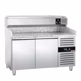 Table réfrigérée à pizza PREMIUM - 1500 x 800 mm - avec 2 portes - incl. vitrine réfrigérée - 6 x GN 1/3