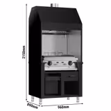 Barbecue à gaz professionnel BERLIN - 14kW - sur pied - P790mm - 4 grilles de cuisson - grilles de cuisson en fonte - Noir