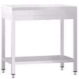 Table de travail en inox PREMIUM - 600x600mm - avec étagère basse + traverses de renfort - avec planche à découper Blanc